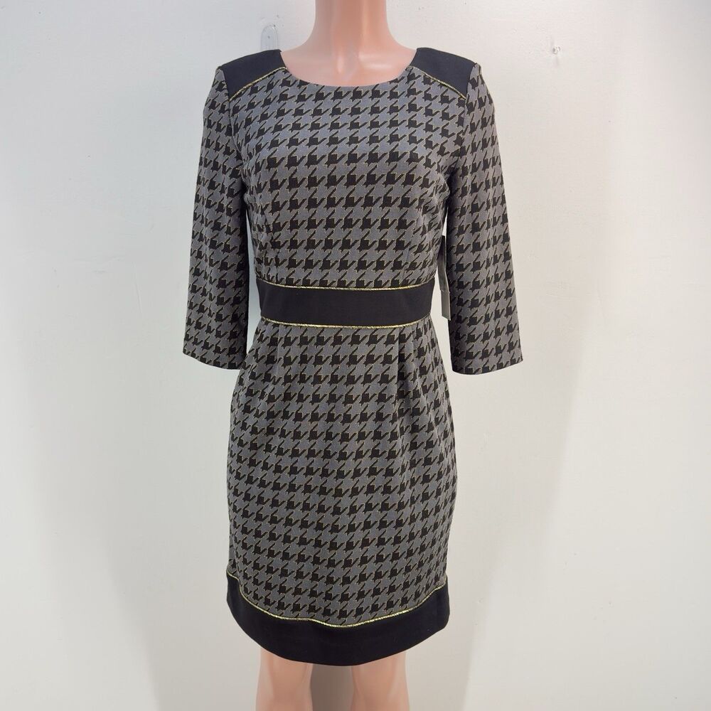 MEW -VTG 80s 90s Leslie Fay Women  Dress Size 8 Black Gold - Picture 2 of 16